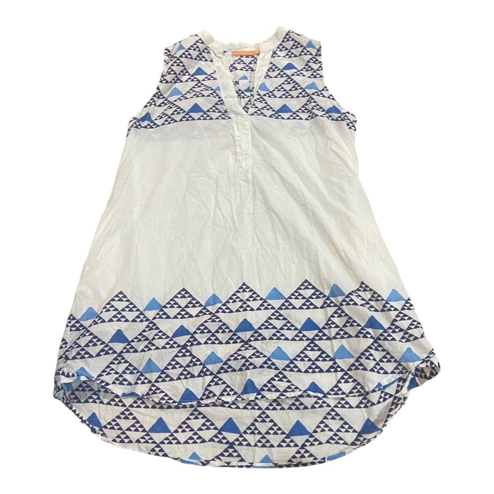 Oliphant 100% Gauzy Cotton Geometric Pattern V-neck Sleeveless Dress XL